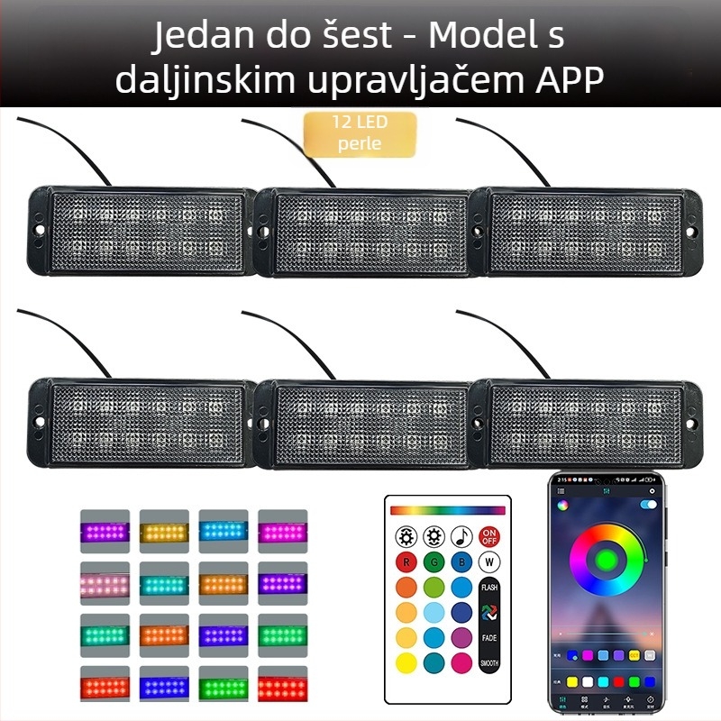 Universalno LED dnevno svjetlo za grillu kamiona s daljinskim upravljanjem putem aplikacije | Materijal: guma | Napon: 12–24V | Model: daljinsko upravljanje aplikacijom | Kompatibilno: 12–24V univerzalno