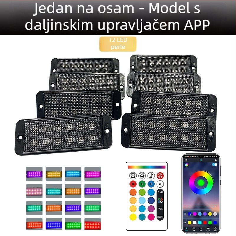 Universalno LED dnevno svjetlo za grillu kamiona s daljinskim upravljanjem putem aplikacije | Materijal: guma | Napon: 12–24V | Model: daljinsko upravljanje aplikacijom | Kompatibilno: 12–24V univerzalno