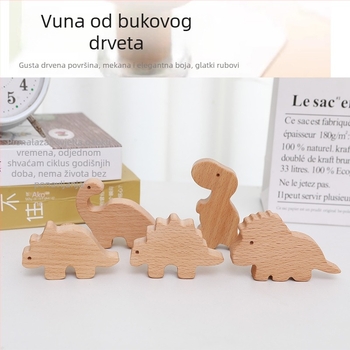 Drška za vrata ormara od drveta za dječju sobu, gravirani motiv dinosaura, nordijski stil