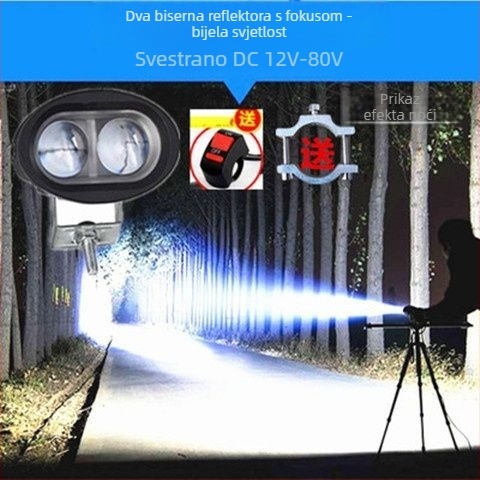 Vanjski LED reflektor za električne motocikle, bicikle i tricikle