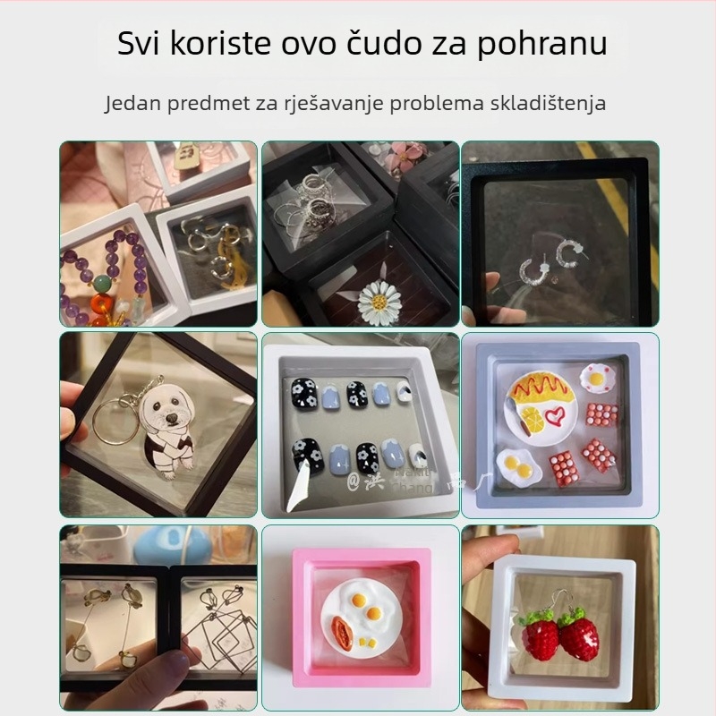 Prijenosna višenamjenska kutija za nakit: prsteni, naušnice, lančići i narukvice; otporna na prašinu i vlagu; moderan minimalistički dizajn