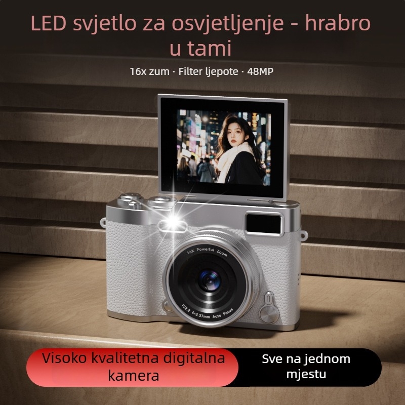 Kvazi-profesionalni digitalni fotoaparat sa CCD senzorom, 16x optički zum, maksimalna rezolucija 1280x1024, LCD zaslon, elektronička stabilizacija slike