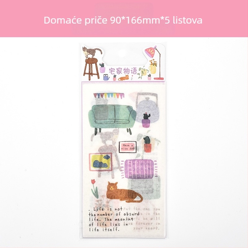 Bilježnica s papirnatim naljepnicama za dnevnik — slatki crtani motivi, model HZ0183, tisak, serija papirnatih naljepnica