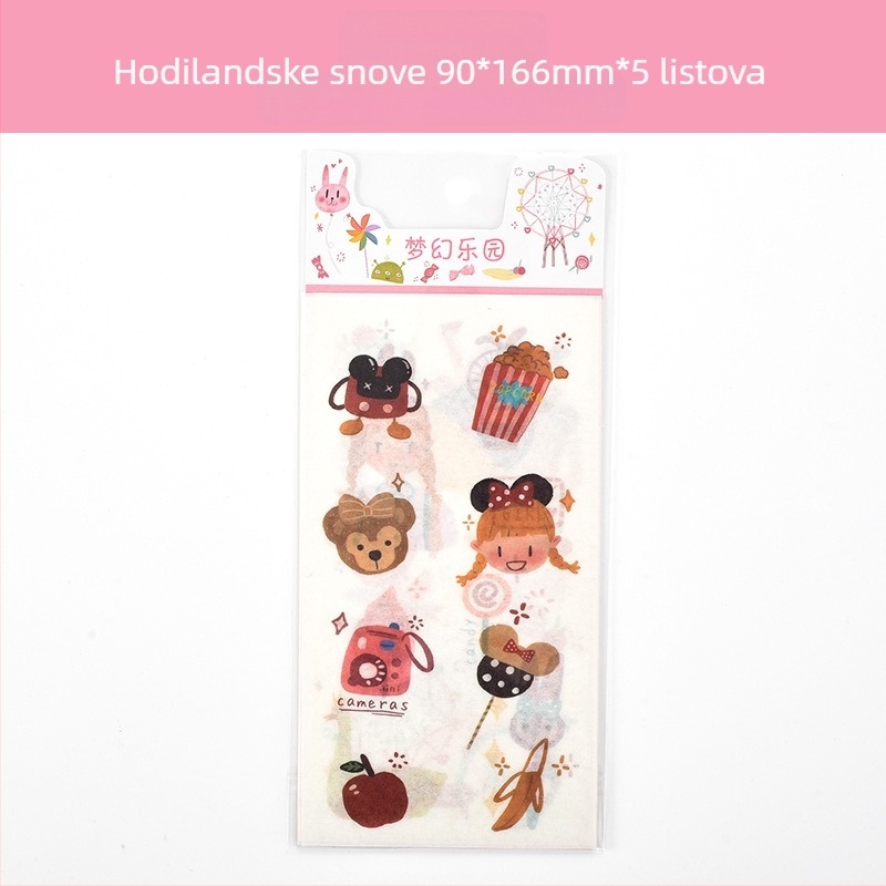 Bilježnica s papirnatim naljepnicama za dnevnik — slatki crtani motivi, model HZ0183, tisak, serija papirnatih naljepnica