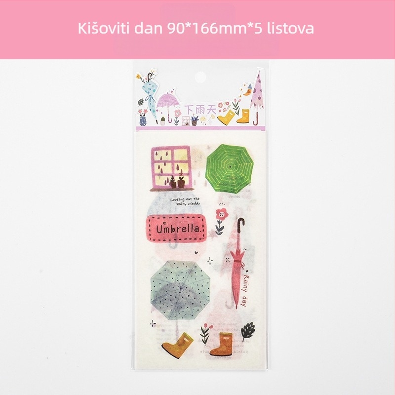 Bilježnica s papirnatim naljepnicama za dnevnik — slatki crtani motivi, model HZ0183, tisak, serija papirnatih naljepnica