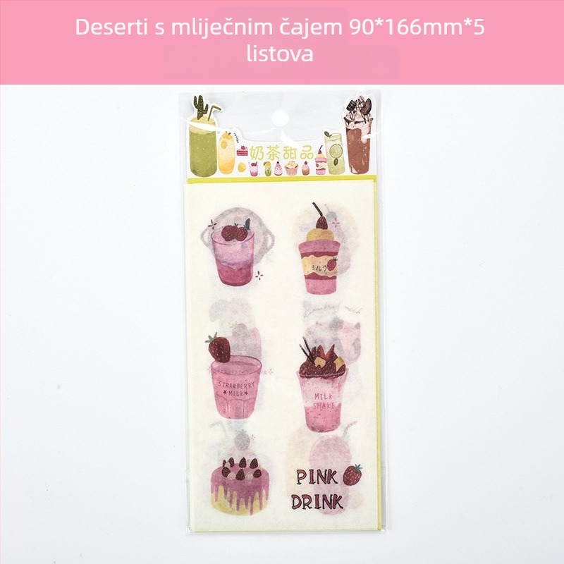 Bilježnica s papirnatim naljepnicama za dnevnik — slatki crtani motivi, model HZ0183, tisak, serija papirnatih naljepnica