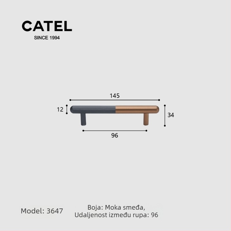 Carter 3647 – Čvrsta prilagodljiva ručka za garderobu, vrata, ormarić i ladicu od Space aluminija – moderni minimalistički stil, dugačka ručka