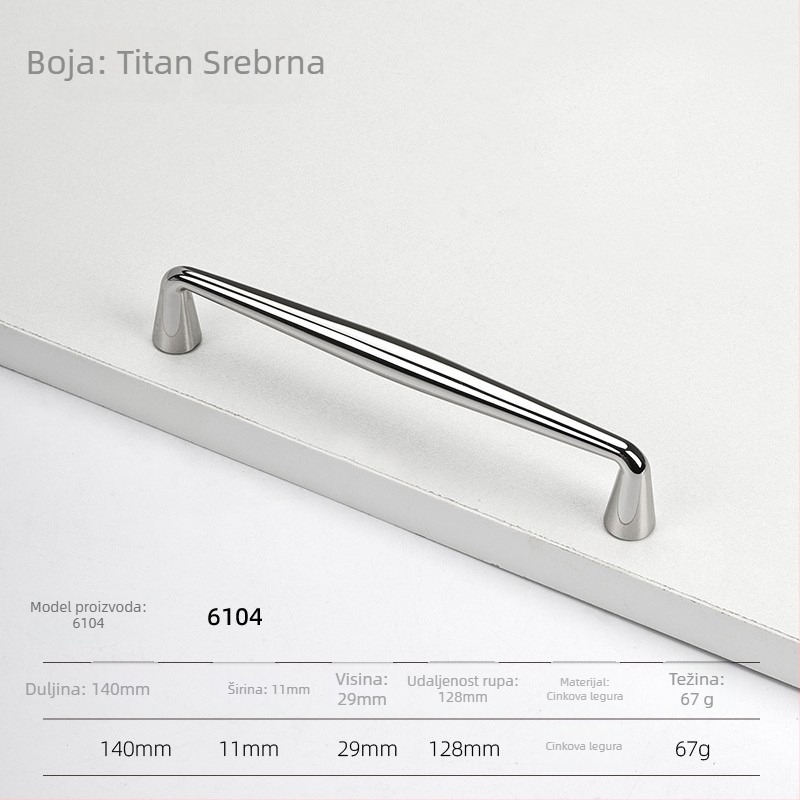 Drška za vrata ormara – cink legura, elektroplatirano, moderan minimalistički stil, modeli 5227/5837/5376/6104