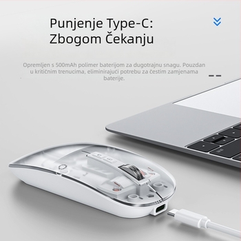 Bežična Bluetooth miša, dvomodna 2,4G/Bluetooth, 5 tipki, DPI 800/1000/1400, ergonomska, punjiva baterija 400mAh