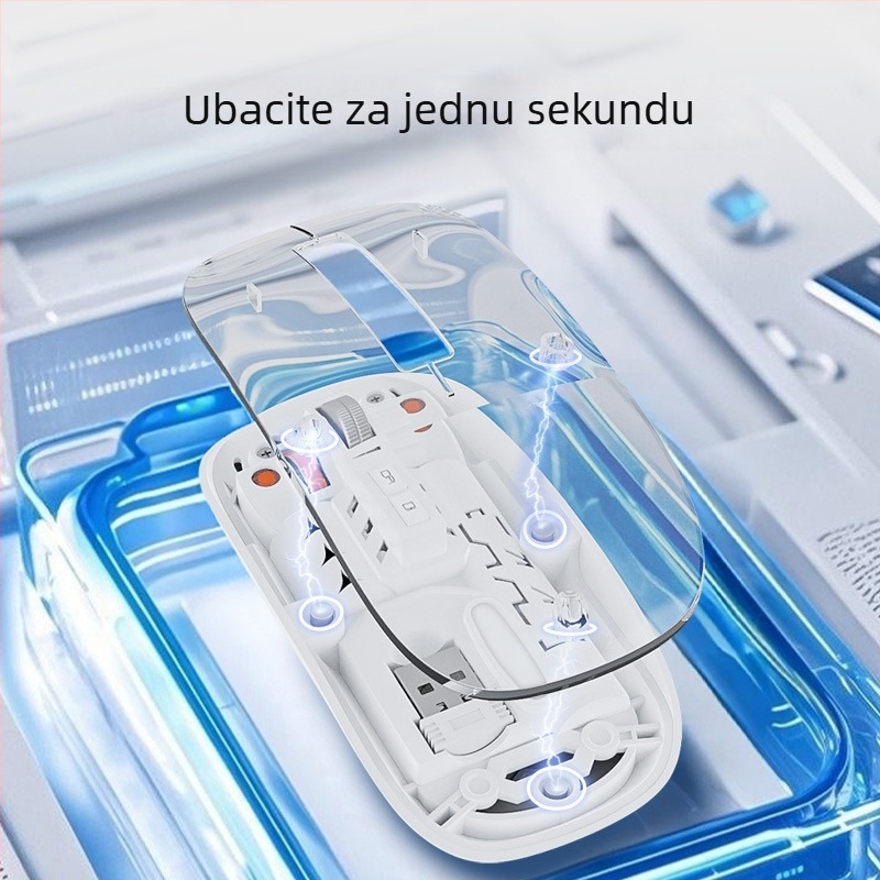 Bežična Bluetooth miša, dvomodna 2,4G/Bluetooth, 5 tipki, DPI 800/1000/1400, ergonomska, punjiva baterija 400mAh