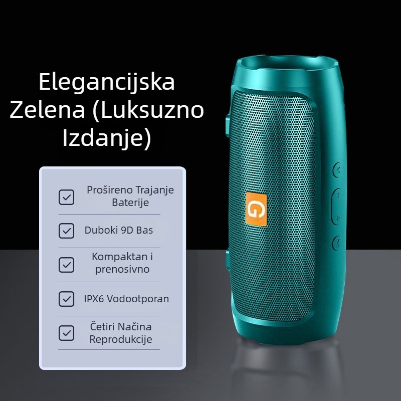 Voice of Berlin Bluetooth zvučnik sa subwooferom - IPX7 vodootporan, 100 Hz-20 kHz, SNR ≥70 dB, Bluetooth/TF/USB/AUX