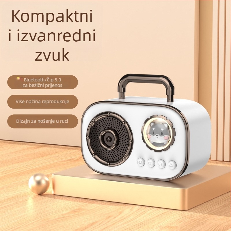 Prijenosni Bluetooth zvučnik, Bluetooth 5.3; Frekvencijski odziv 100 Hz–20 kHz; SNR ≥60 dB; Doseg 10 m; Ugrađena baterija 500–800 mAh