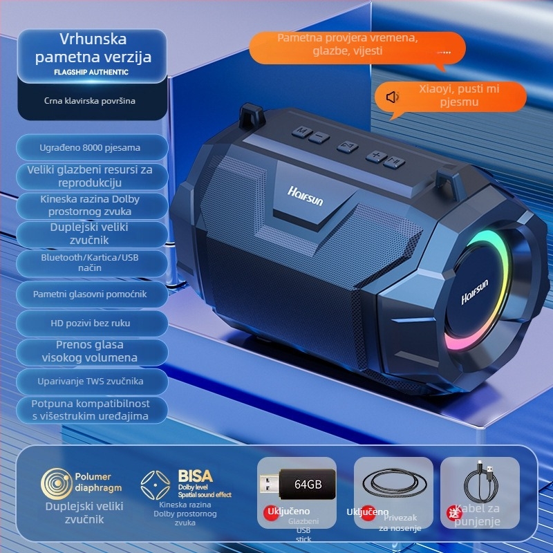 Bluetooth zvučnik 4.0, 5W, IPX7 vodootporan, 100Hz-20kHz, SNR ≥70dB