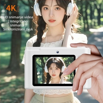 White Deer 100MP CCD digitalni fotoaparat s dvostrukom kamerom za selfije studentima na kampusu – početni razred, kompaktan i prijenosan