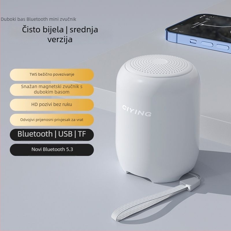 Bluetooth zvučnik IPX7 vodootporan, raspon frekvencija 100 Hz–20 kHz, SNR ≥ 70 dB, bez ugrađene baterije