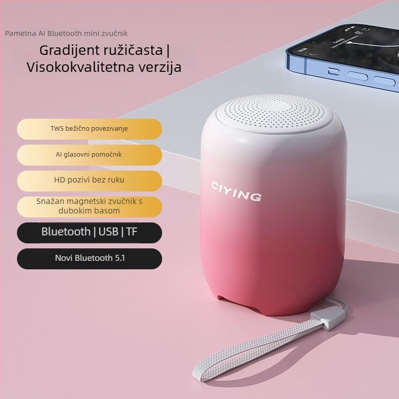 Bluetooth zvučnik IPX7 vodootporan, raspon frekvencija 100 Hz–20 kHz, SNR ≥ 70 dB, bez ugrađene baterije