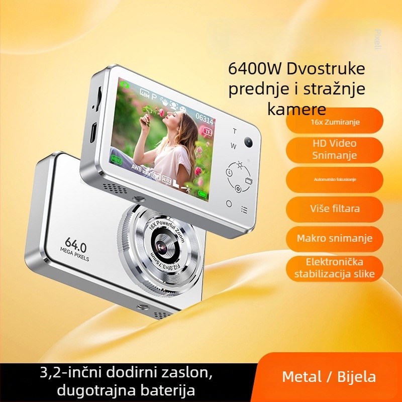 Digitalna kamera s CMOS senzorom 4,8 MP, 2,4-inčni dodirni zaslon, elektronijska stabilizacija slike, pohrana na SD karticu