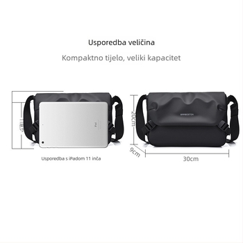 Muška crossbody torba — Oxford platno, vodootporna, jednobojni uzorak, podstava od poliester-pamuk