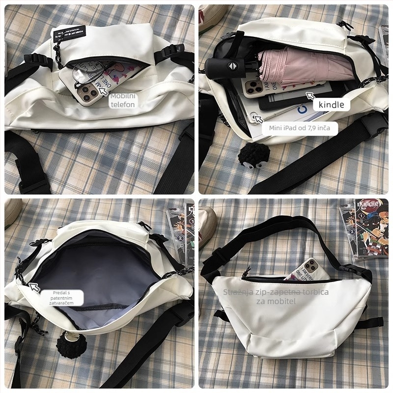 Crossbody torba, urbani stil, Oxford tkanina, uzorak slova/brojeva/teksta, proljeće 2025