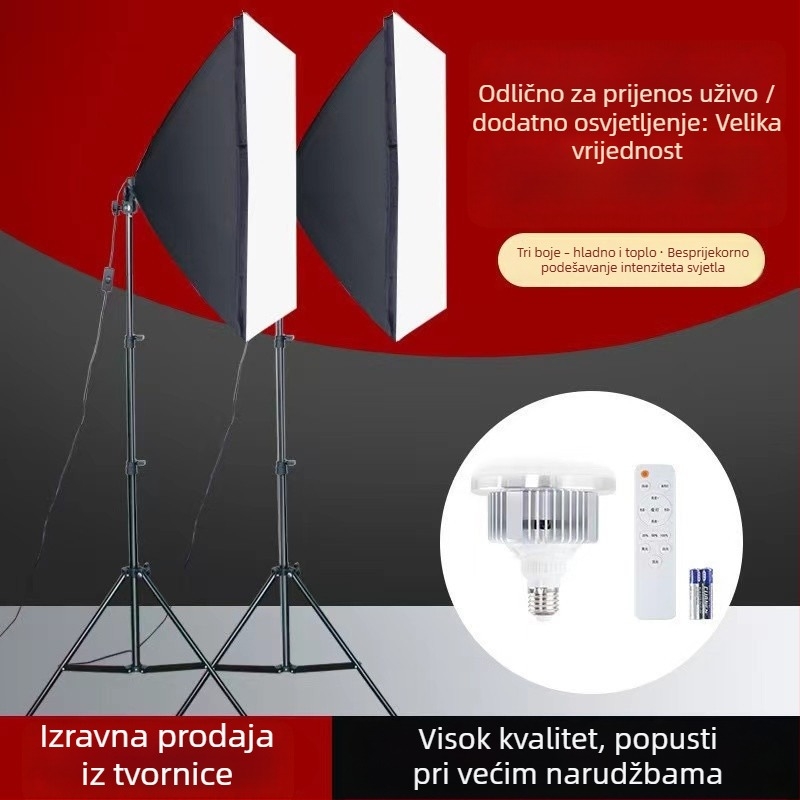 LED svjetlo u obliku gljive s daljinskim upravljanjem, regulacija boje u tri stupnja, za živu fotografiju i kratke videozapise, 60-100W, 220V, uspravno snimanje