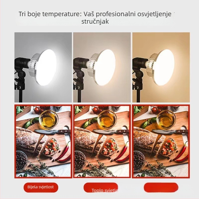 LED svjetlo u obliku gljive s daljinskim upravljanjem, regulacija boje u tri stupnja, za živu fotografiju i kratke videozapise, 60-100W, 220V, uspravno snimanje
