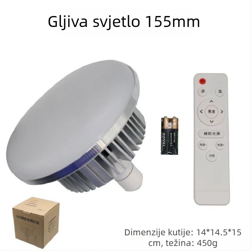 LED svjetlo u obliku gljive s daljinskim upravljanjem, regulacija boje u tri stupnja, za živu fotografiju i kratke videozapise, 60-100W, 220V, uspravno snimanje