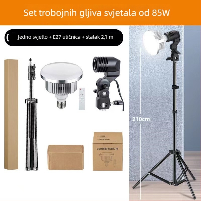 LED svjetlo u obliku gljive s daljinskim upravljanjem, regulacija boje u tri stupnja, za živu fotografiju i kratke videozapise, 60-100W, 220V, uspravno snimanje