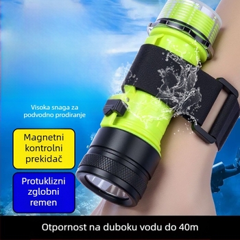 Potapljačka svjetiljka za podvodno osvjetljenje, vodootporna, punjiva, plastično kućište, snažna svjetlost, za morski ribolov