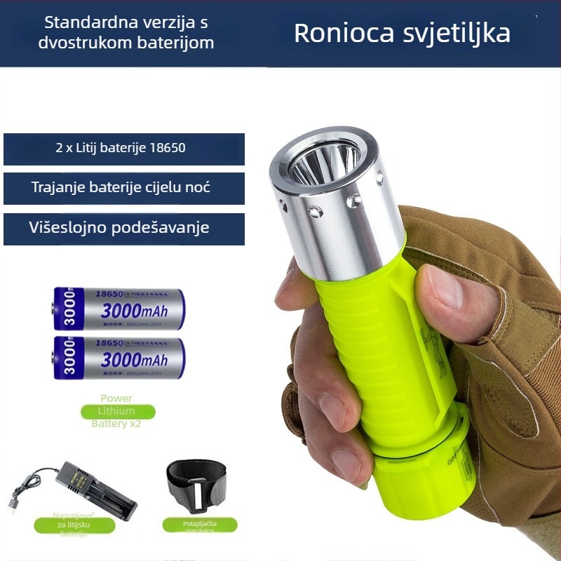 Potapljačka svjetiljka za podvodno osvjetljenje, vodootporna, punjiva, plastično kućište, snažna svjetlost, za morski ribolov