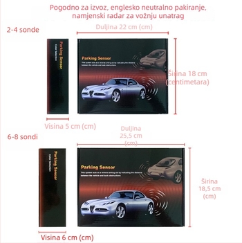 Dugački radar za vožnju unatrag s glasovnim upozorenjem, osam senzora i pomoć pri parkiranju