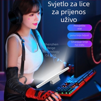LED rasvjeta za dopunu za livestream, 15W, tri boje temperature, stolni nosač za lice i vrat