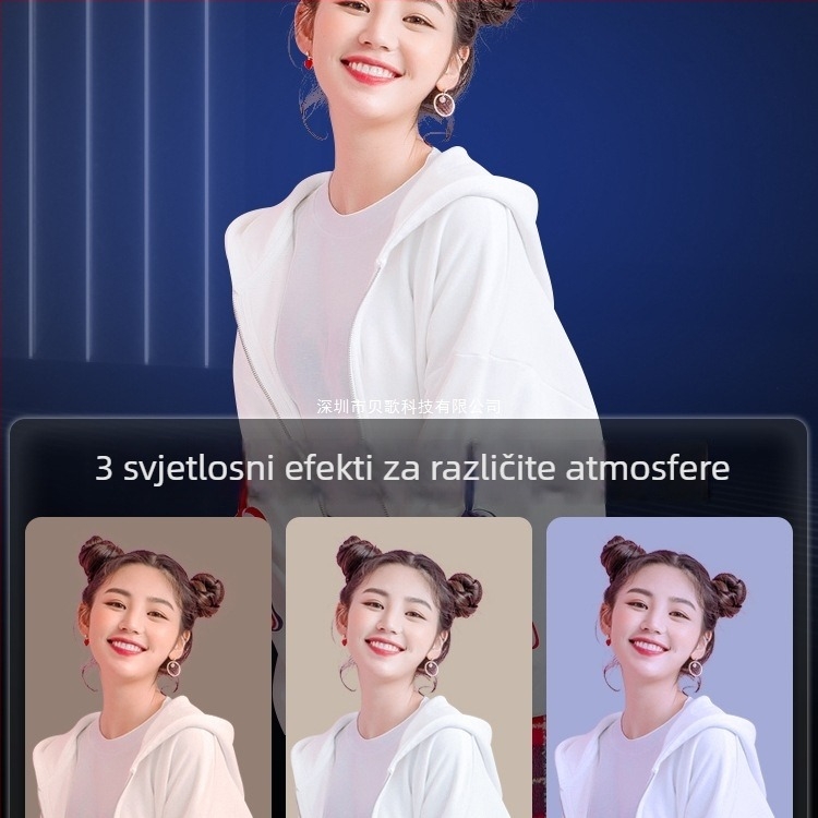 LED rasvjeta za dopunu za livestream, 15W, tri boje temperature, stolni nosač za lice i vrat