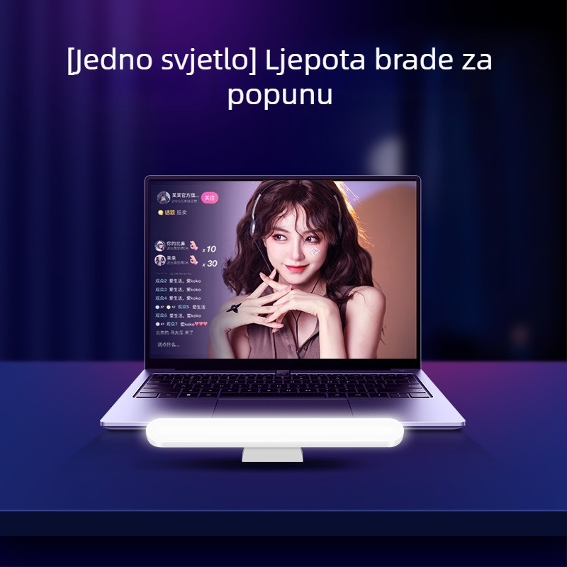 LED rasvjeta za dopunu za livestream, 15W, tri boje temperature, stolni nosač za lice i vrat
