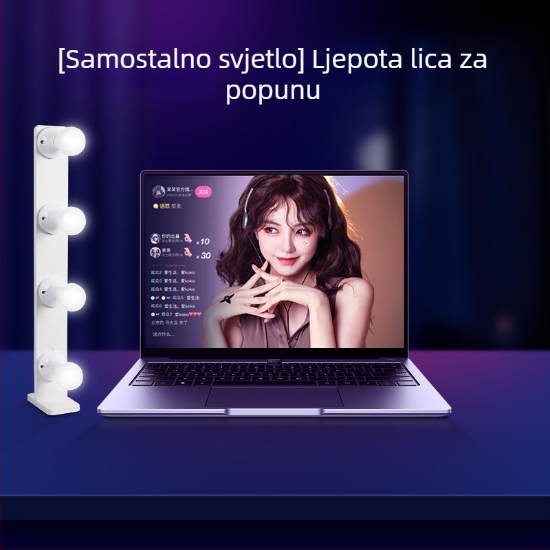 LED rasvjeta za dopunu za livestream, 15W, tri boje temperature, stolni nosač za lice i vrat