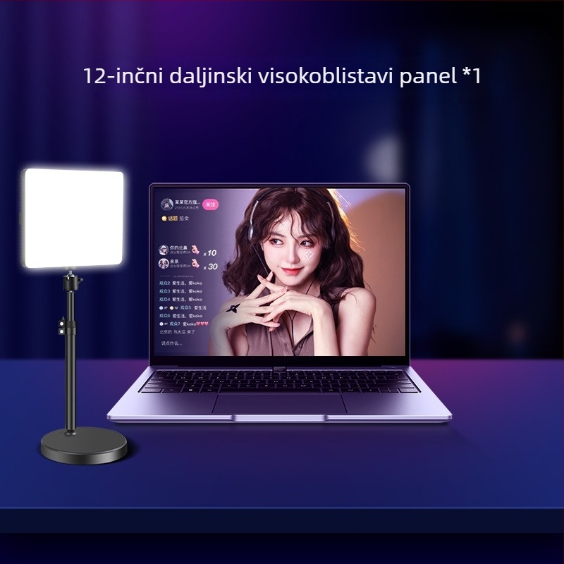 LED rasvjeta za dopunu za livestream, 15W, tri boje temperature, stolni nosač za lice i vrat