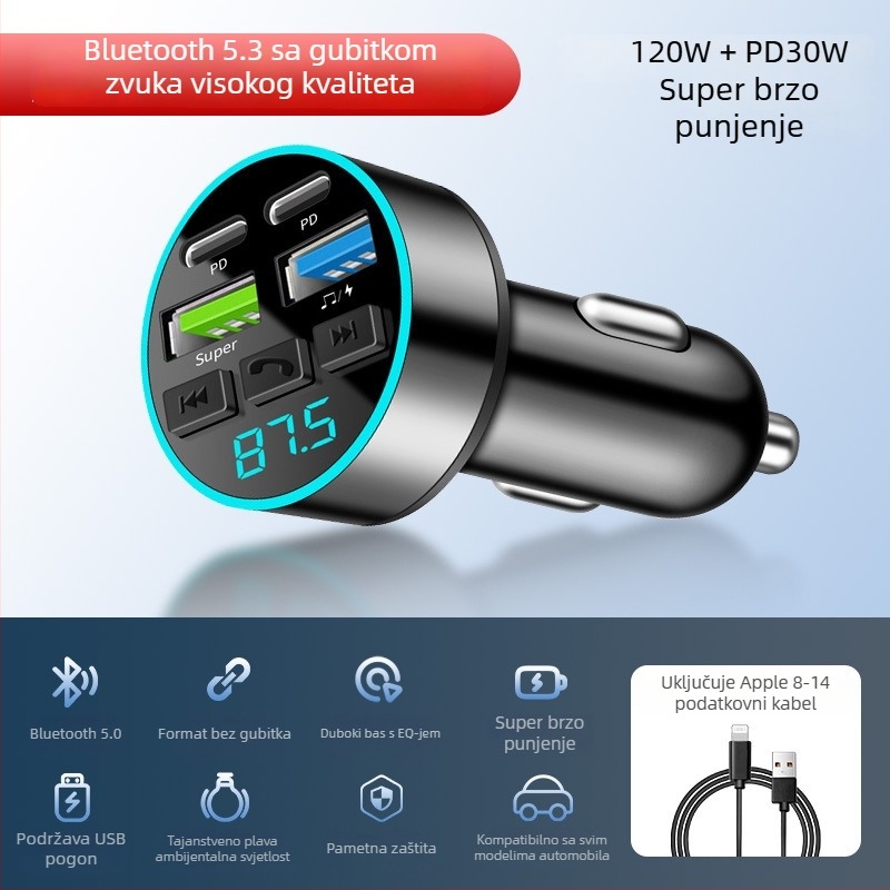 Auto Bluetooth prijemnik MP3 player – Cdq12-1, 128 MB, napajanje preko cigaretne upaljača, FM nije podržan
