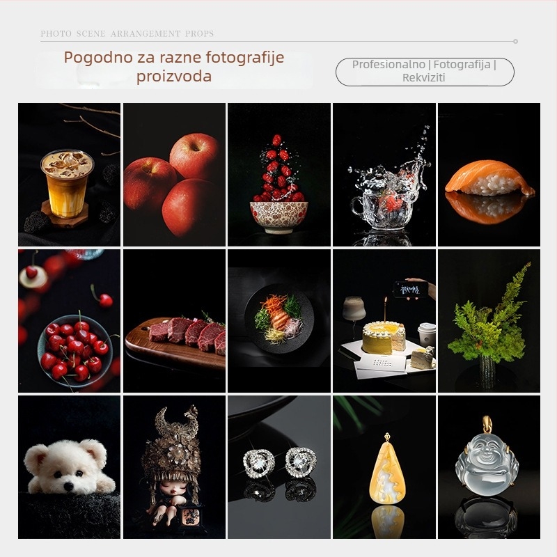 Pozadina za fotografiranje u starinskom stilu, crni panel za apsorpciju svjetla, postav za izlaganje nakita, velur pozadina, pokretna konfiguracija