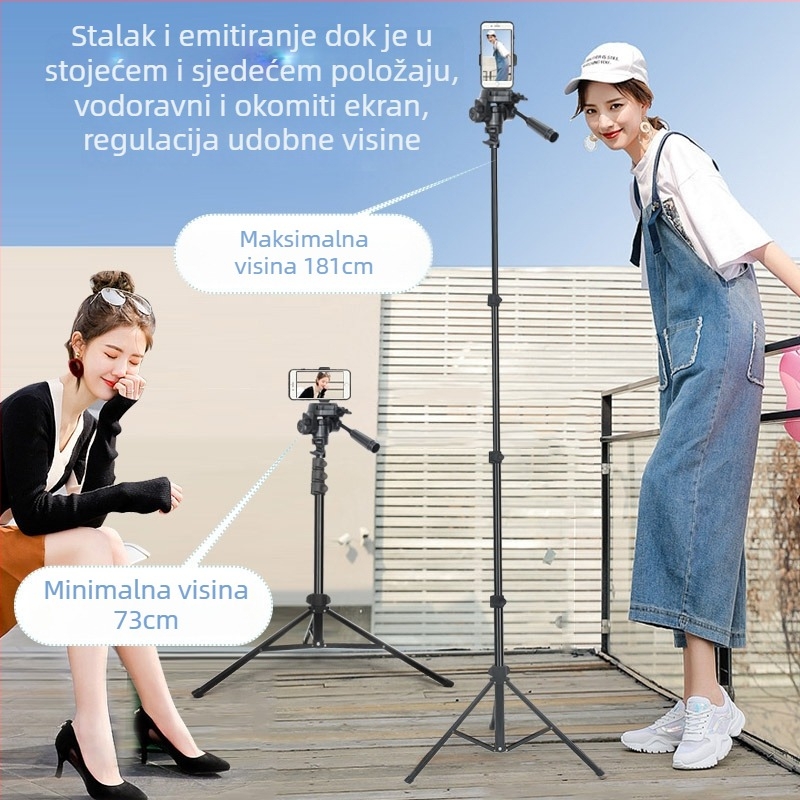 Sinoni podna stalka za telefon s odvojivim gimballom, Bluetooth fotografiranje, produživi sklopivi stativ — aluminijska slitina + ABS