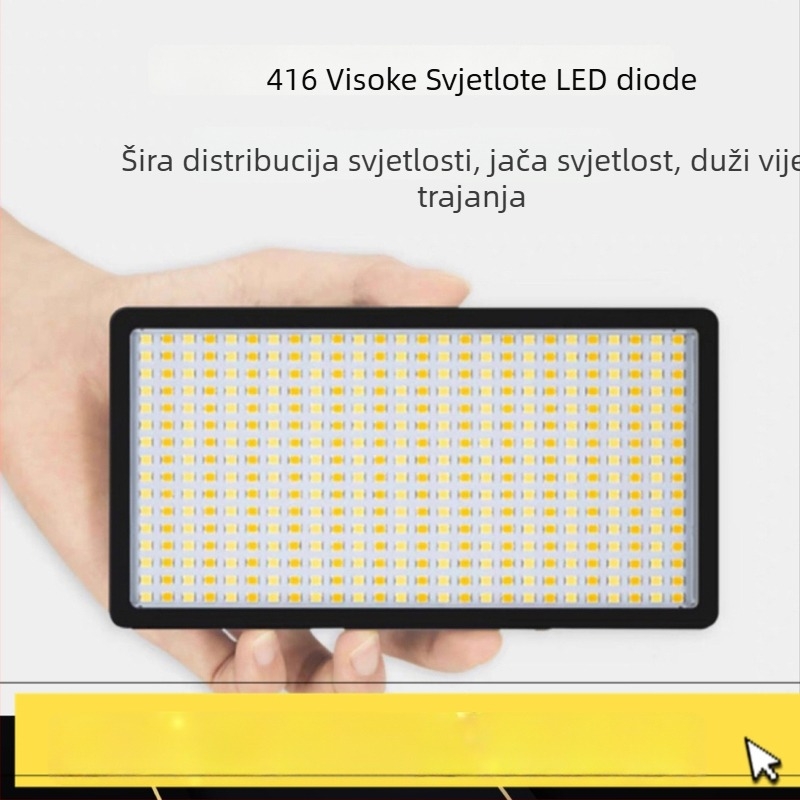 LED-416 Prijenosno svjetlo za fotografiju, temperatura boje 3200–6500K, promjenjiva jačina svjetla