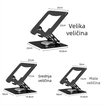 Sklopiva nosač za prijenosno računalo i tablet, 360° rotirajući metalni nosač, JT16-R, od karbonskog čelika, podesivi kut, odvod topline, za uređaje 10–17 inča