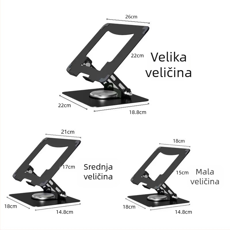 Sklopiva nosač za prijenosno računalo i tablet, 360° rotirajući metalni nosač, JT16-R, od karbonskog čelika, podesivi kut, odvod topline, za uređaje 10–17 inča