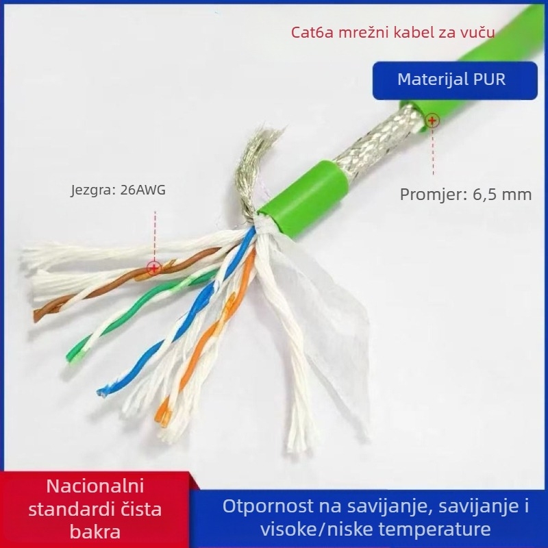 Industrijski CAT5/6 Ethernet kabel, visoka fleksibilnost, 8 vodiča, dvostruko zaštiten, za drag-chain i servo primjene