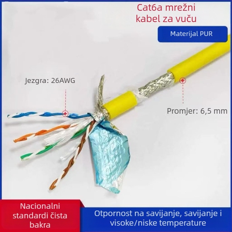Industrijski CAT5/6 Ethernet kabel, visoka fleksibilnost, 8 vodiča, dvostruko zaštiten, za drag-chain i servo primjene