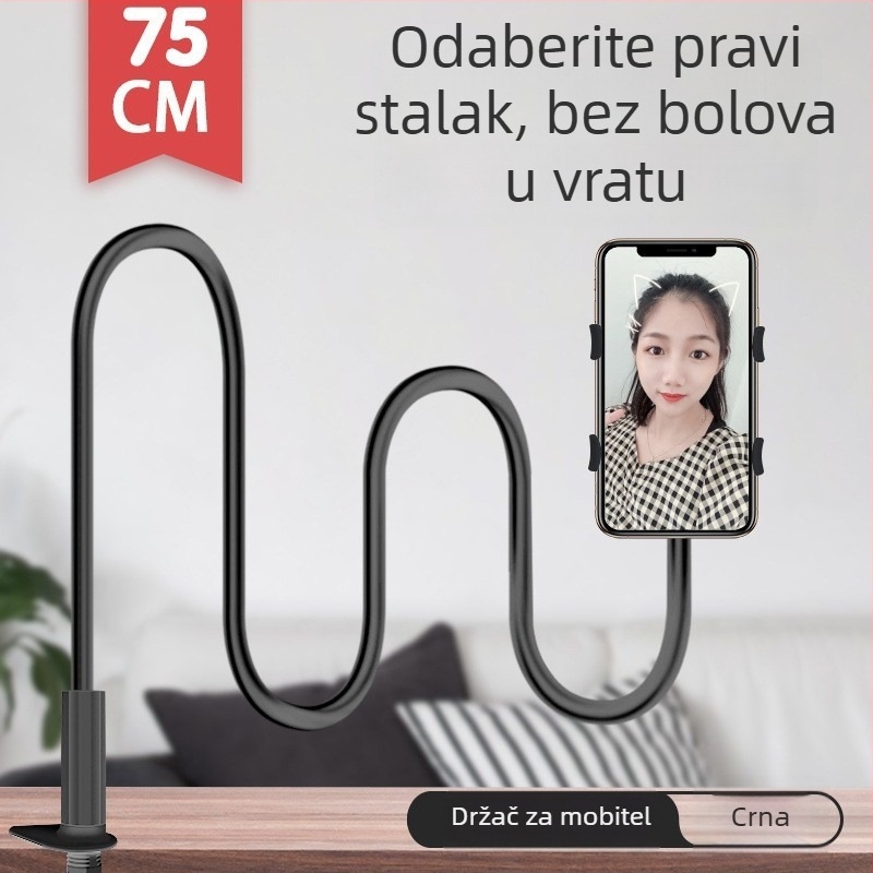Držač za telefon s dvostrukim klipsama, za stolni i noćni stol, za livestreaming i gledanje TV-a