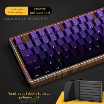 Prozirne kapice tipki s gradijentom boja za mehaničku tipkovnicu s 87- i 68-tipaka, bočna gravura, sublimacija na pet strana, žično povezivanje
