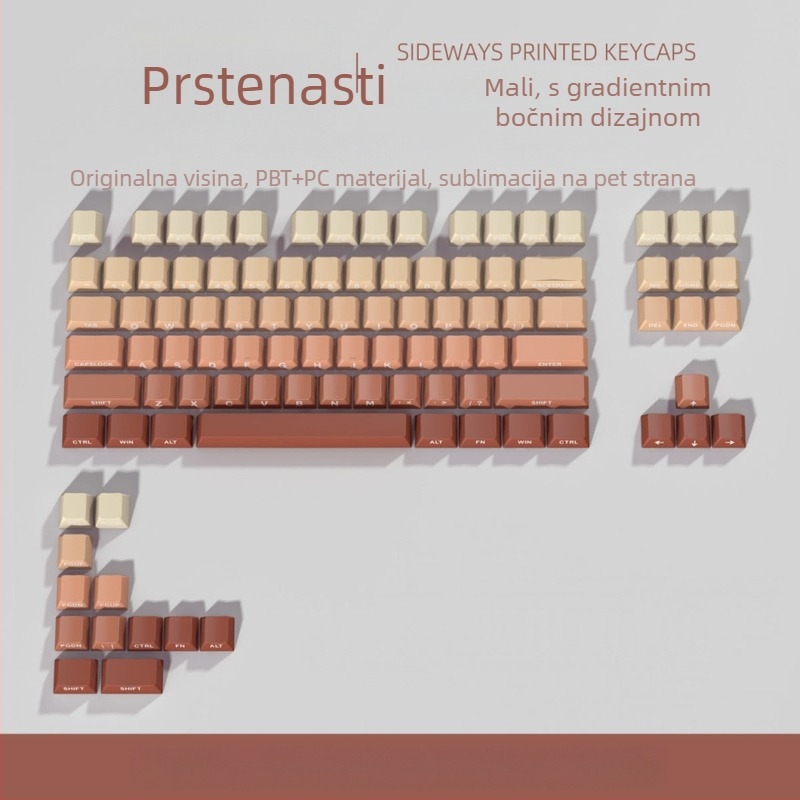 Prozirne kapice tipki s gradijentom boja za mehaničku tipkovnicu s 87- i 68-tipaka, bočna gravura, sublimacija na pet strana, žično povezivanje