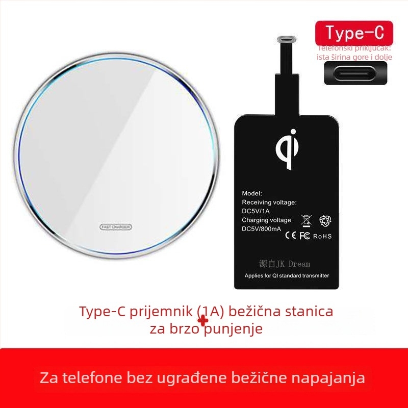 Bežični brzi punjač QC 4.0 - Kompatibilan s brzim punjenjem, Bez magnetskog punjenja, Bez zaslona, Nije originalno