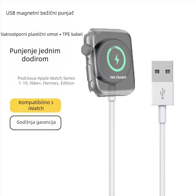 Bežično punjač za Apple Watch s magnetskom bazom, 5W PD brzo punjenje, kompatibilno s S1–S10