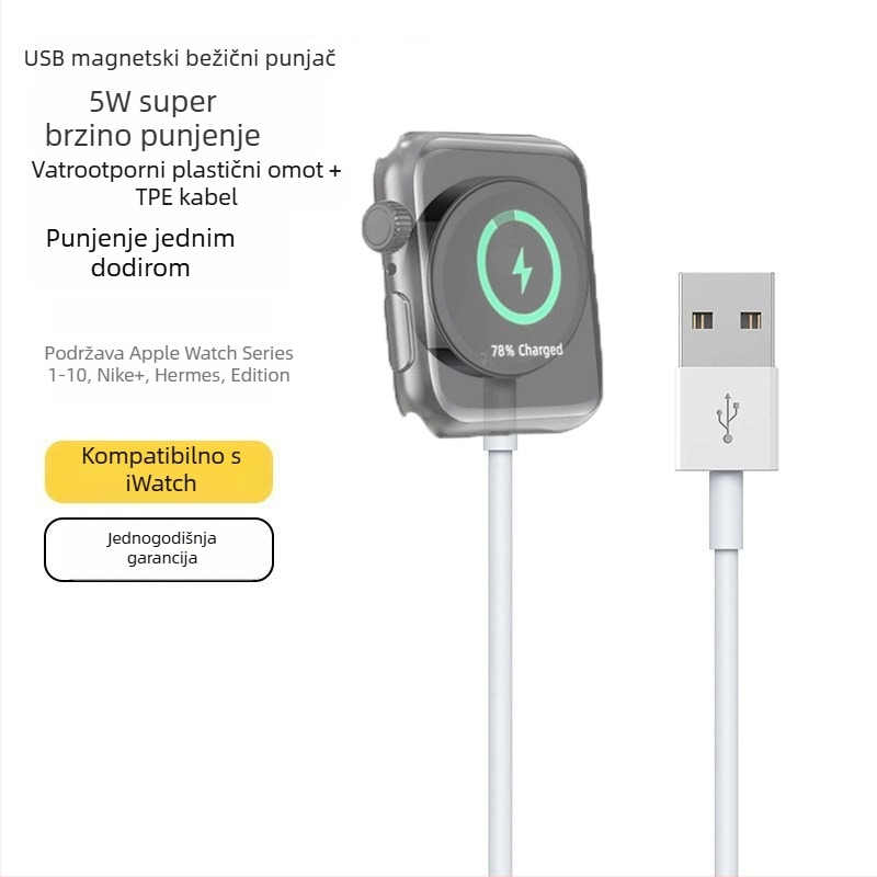 Bežično punjač za Apple Watch s magnetskom bazom, 5W PD brzo punjenje, kompatibilno s S1–S10