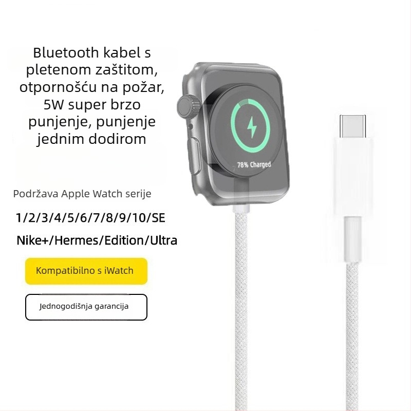 Bežično punjač za Apple Watch s magnetskom bazom, 5W PD brzo punjenje, kompatibilno s S1–S10